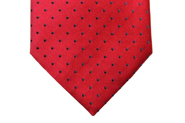 Benjamin Tie, Red with navy blue polkadots, silk