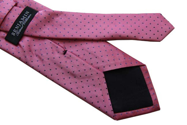 Benjamin Tie, Pink with blue polkadots, silk