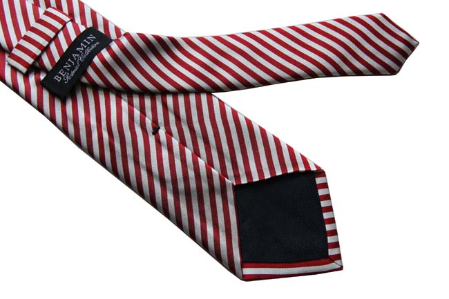 Benjamin Tie, Red & white stripes, silk