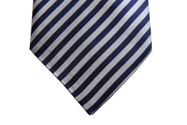 Benjamin Tie, Dark cobalt blue & white stripes, silk