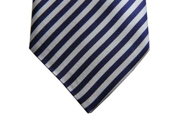 Benjamin Tie, Dark cobalt blue & white stripes, silk