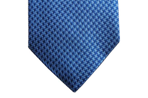 Benjamin Tie, Sky blue & royal blue houndstooth check,  silk