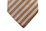 Benjamin Tie, Tangerine & champagne white stripes, silk
