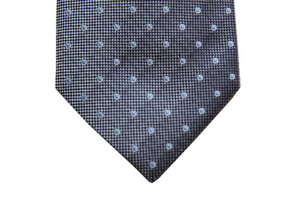 Benjamin Tie, Midnight melange with sky/white dots, silk