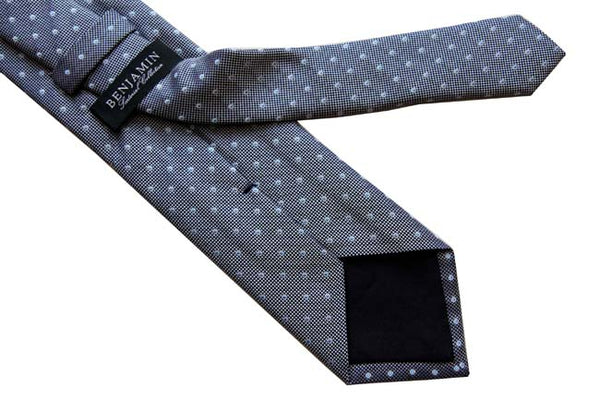 Benjamin Tie, Midnight melange with sky/white dots, silk