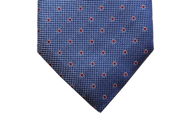 Benjamin Tie, Royal blue melange with red/white dots, silk