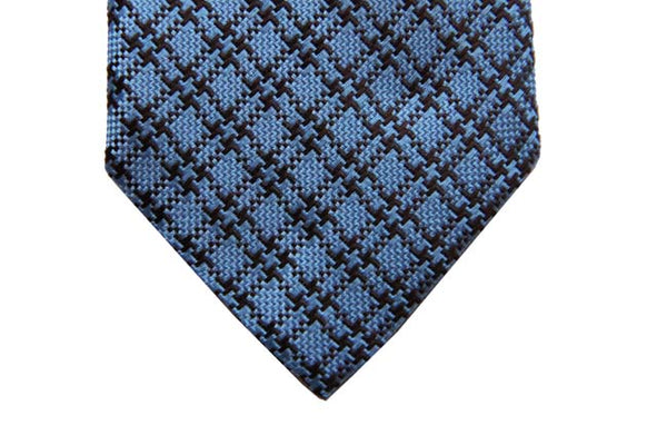 Benjamin Tie, Sky blue with brown plaid, silk