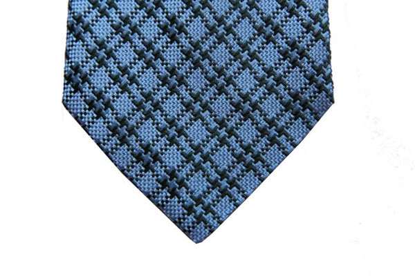 Benjamin Tie, Sky blue with forest green plaid, silk