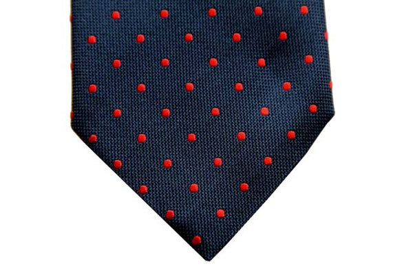 Benjamin Tie, Navy blue with red polkadots, silk