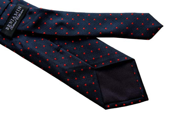 Benjamin Tie, Navy blue with red polkadots, silk