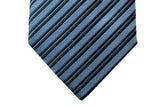 Benjamin Tie, Sky blue with forest green stripes, silk