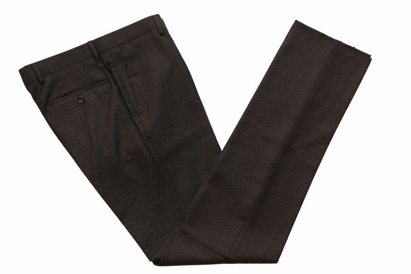 Benjamin Trousers, Dark brown nailhead, flat front, wool