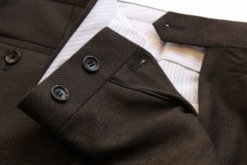 Benjamin Trousers, Dark brown nailhead, flat front, wool
