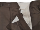 Bella Spalla Trousers Brown, Flat front Wool fresco - Guabello