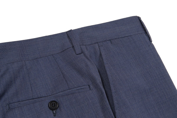 Bella Spalla Trousers: French Blue, Flat front, pick and pick pure wool - Reda