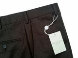 Bella Spalla Trousers: Brown melange, flat front, wool/elastan flannel