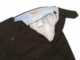 Bella Spalla Trousers: Brown melange, flat front, wool/elastan flannel