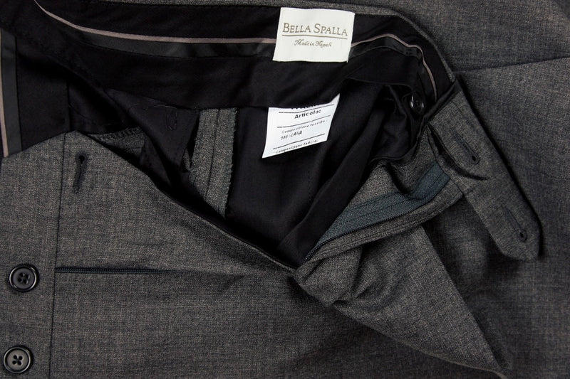 Bella Spalla Trousers: Medium Gray, flat front, wool fresco