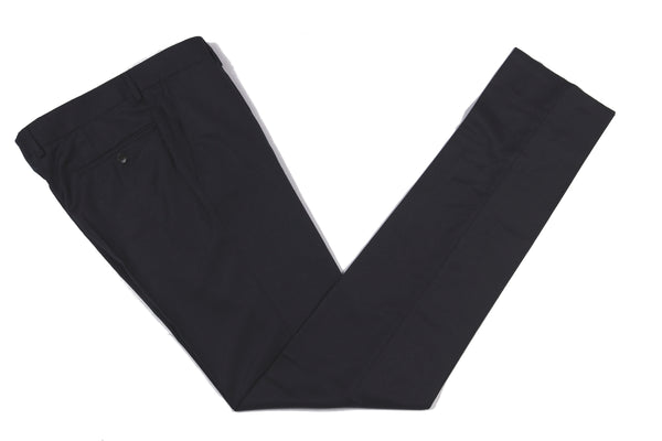 The Wardrobe Trousers Dark Navy Flat front VBC Wool Doeskin Flannel