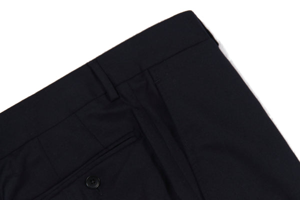 The Wardrobe Trousers Dark Navy Flat front VBC Wool Doeskin Flannel