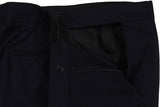 The Wardrobe Trousers Dark Navy Flat front, side adjusters VBC Wool Doeskin Flannel