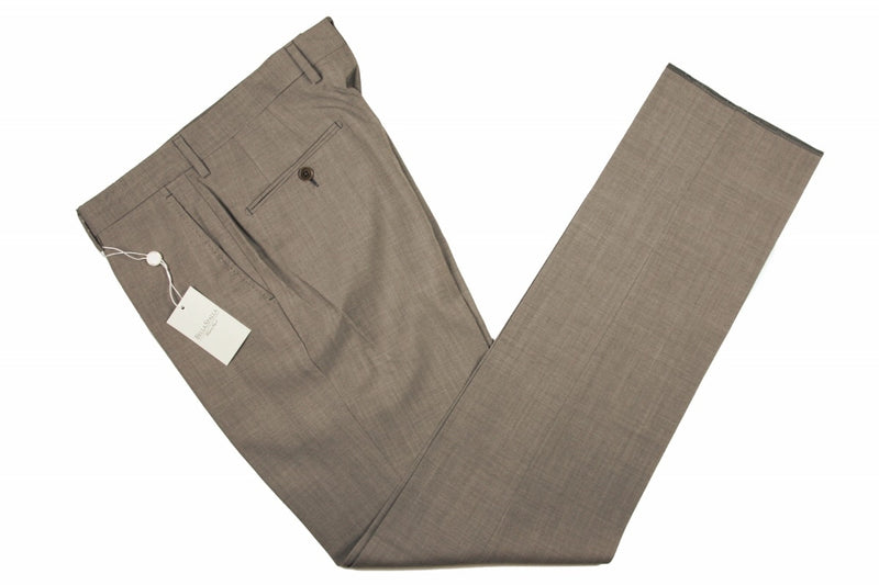 Bella Spalla Trousers: Light Taupe, flat front, wool/mohair