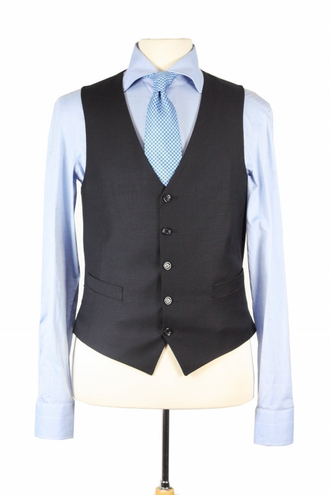 Benjamin Suit Vest: Dark navy blue, 5-button, super 140's wool