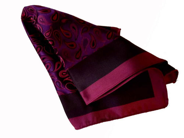Massimo Bizzocchi Pochette, Mauve &amp; violet paisley, pure silk