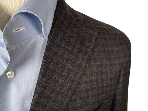 Final Sale Boglioli Sport Coat: 43/44R, Brown/black with midnight check 3-button Pure wool