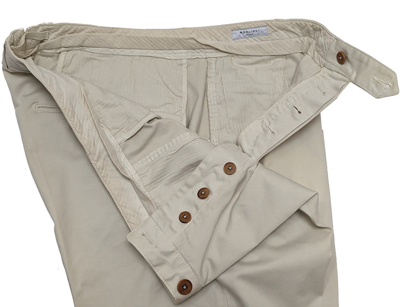 Boglioli Trousers 36 Light Beige Flat Front Cotton