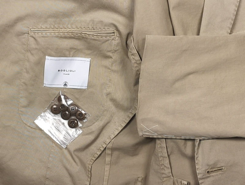 Final Sale Boglioli Suit 46/47, Khaki beige 3-button Cotton/Elastane