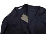 Boglioli Sport Coat 47/48R, Washed navy blue herringbone 3-button Wool