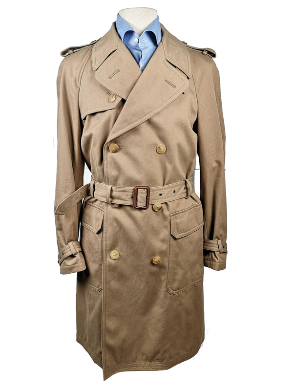 Boglioli Trench Coat 38R Tan Double Breasted Cotton/Cashmere