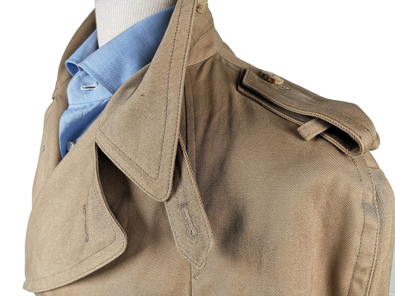 Boglioli Trench Coat 38R Tan Double Breasted Cotton/Cashmere