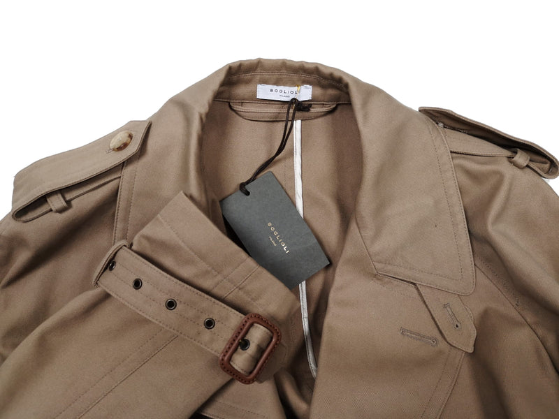 Boglioli Trench Coat 38R Tan Double Breasted Cotton/Cashmere