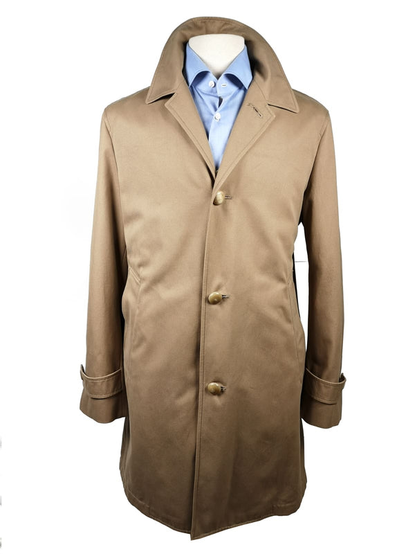 Boglioli Trench Coat 38R Tan Single Breasted Cotton/Cashmere