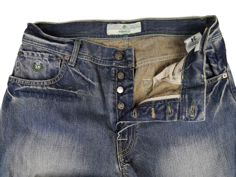 Borrelli Jeans 34: Faded blue 5 pocket cotton denim - Luxury Vintage
