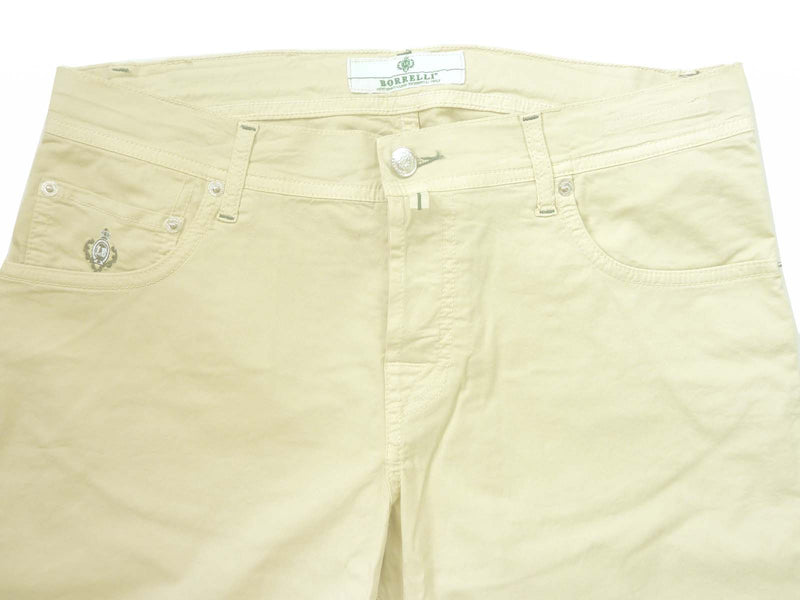 Borrelli Jeans: Sand, 5 pocket, pre-washed cotton/elastane