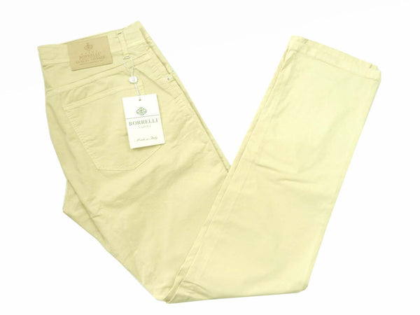 Borrelli Jeans: Sand, 5 pocket, pre-washed cotton/elastane