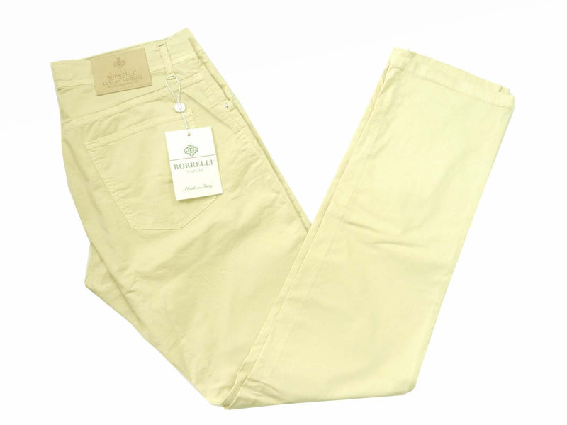 Borrelli Jeans: Sand, 5 pocket, pre-washed cotton/elastane