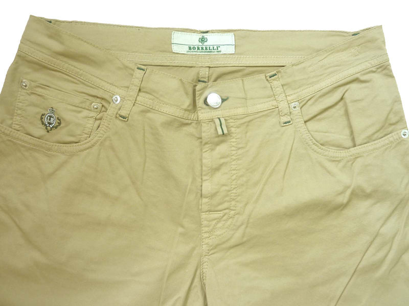 Borrelli Jeans: Tan, 5 pocket, pre-washed cotton/elastane