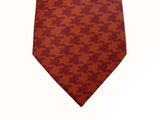 Borrelli Tie: Brown &amp; rust dog-tooth check, pure silk