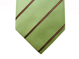 Borrelli Tie: Spring green with brown/pink stripes, pure silk