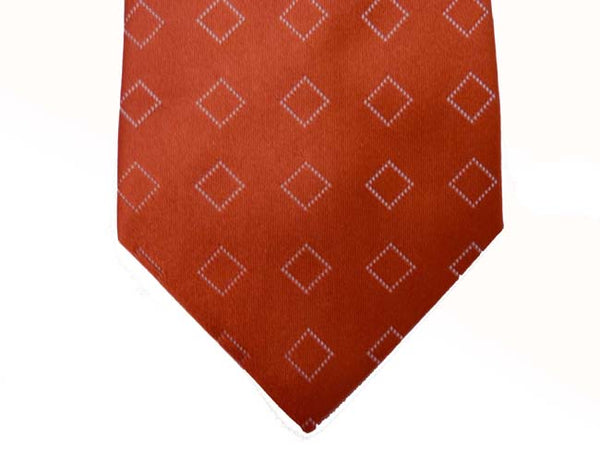 Borrelli Tie: Rusty orange white diamond pattern, pure silk