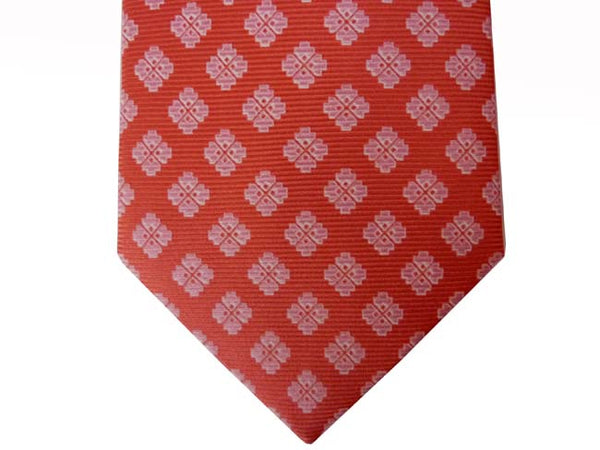 Borrelli Tie: Salmon pink with pink pattern, pure silk