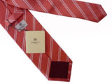 Borrelli Tie: Salmon pink with white stripes, pure silk