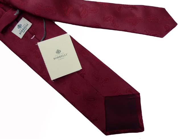Borrelli Tie: Burgundy paisleys, pure silk