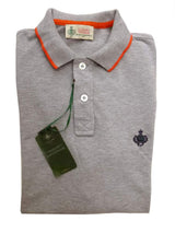 Borrelli Polo Shirt Medium Grey with Orange Cotton pique