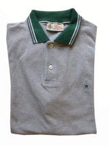 Borrelli Polo Shirt Medium Grey with Green Cotton pique