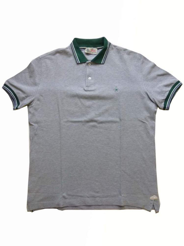 Borrelli Polo Shirt Medium Grey with Green Cotton pique